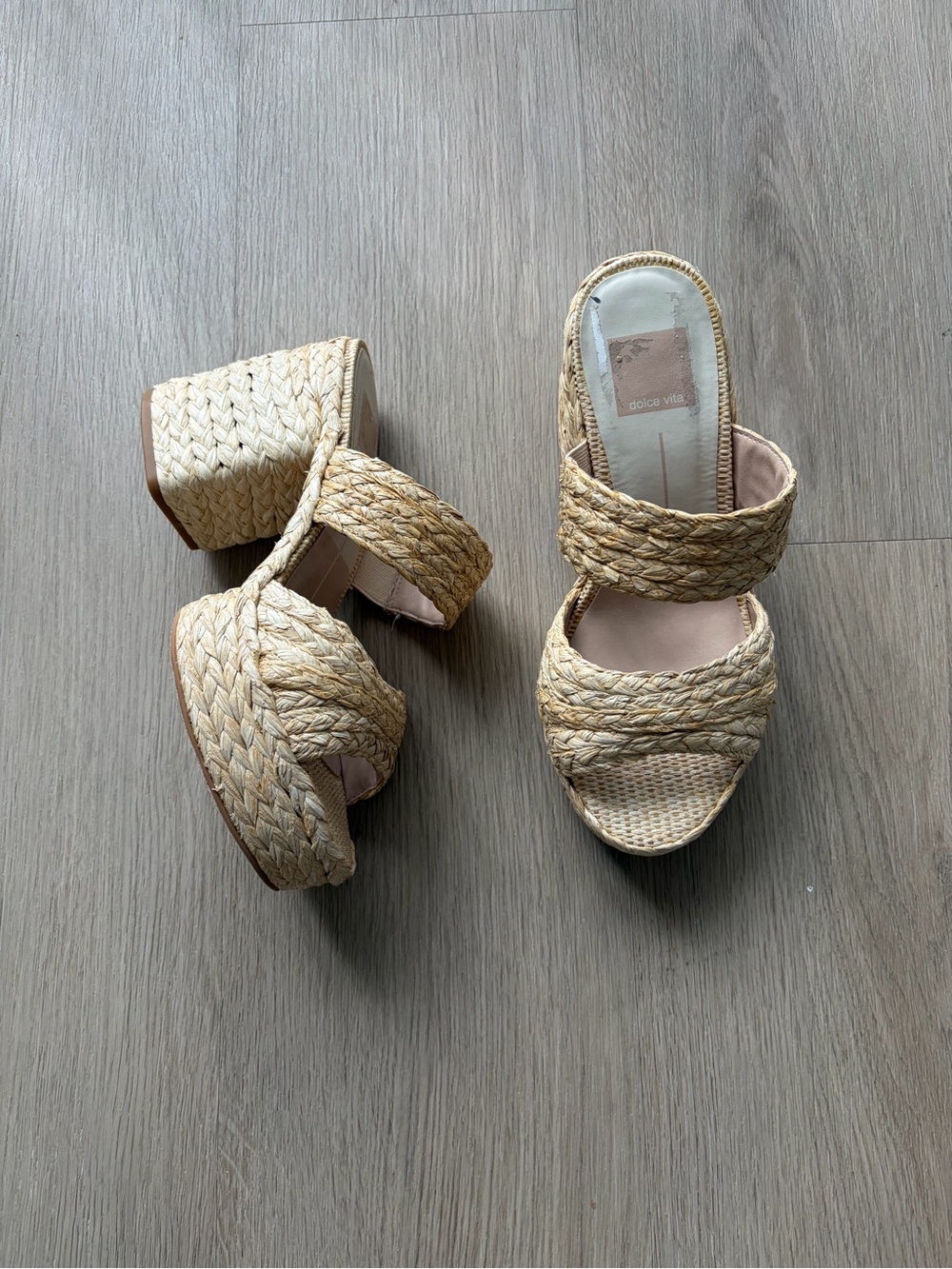 Dolce Vita Espadrille Rattan Woven Platform Heeled Sandals Size 6.5